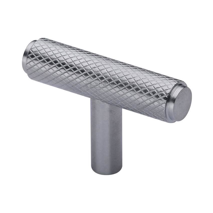 Knurled T-Bar Cabinet Knob in Satin Chrome - C4415-SC