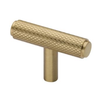 Knurled T-Bar Cabinet Knob in Satin Brass - C4415-SB