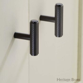 Knurled T-Bar Cabinet Knob in Matt Bronze - C4415-MB