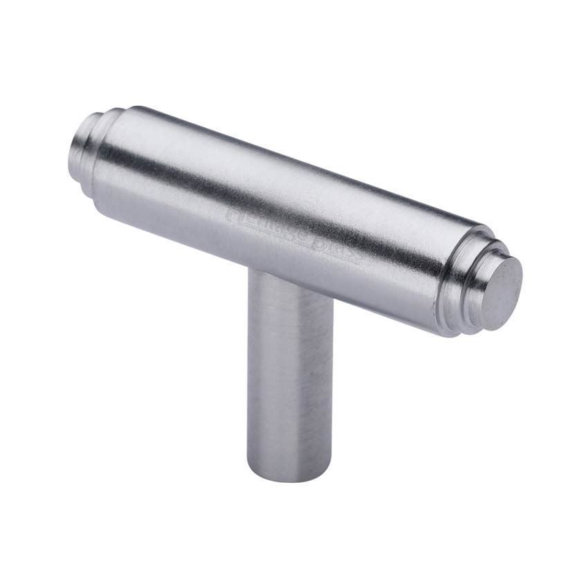 Stepped T-Bar Cabinet Knob in Satin Chrome - C4445-SC