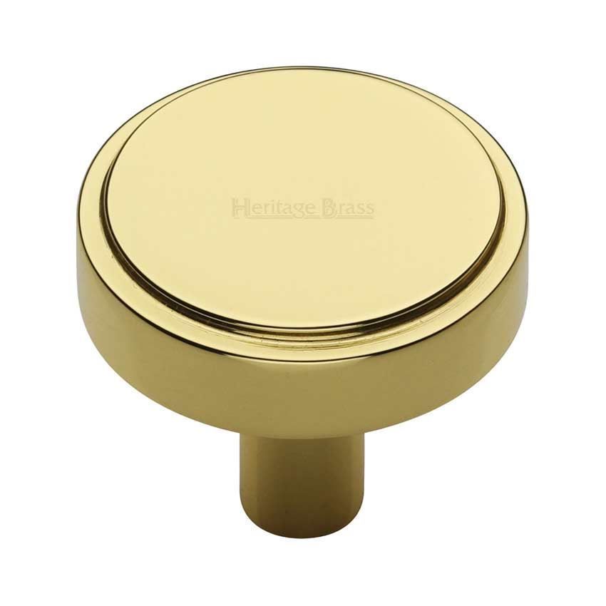 Stepped Disc Cabinet Knob in Polished Brass - C3952-PB