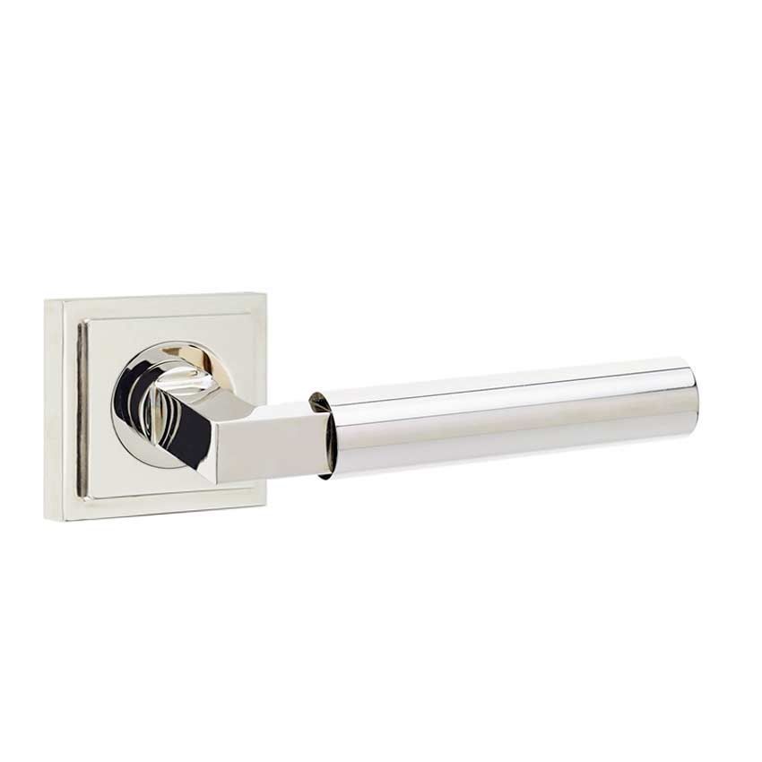 Westminster Lever on a Stepped Square Rose - Polished Nickel - BUR30PN BUR152PN