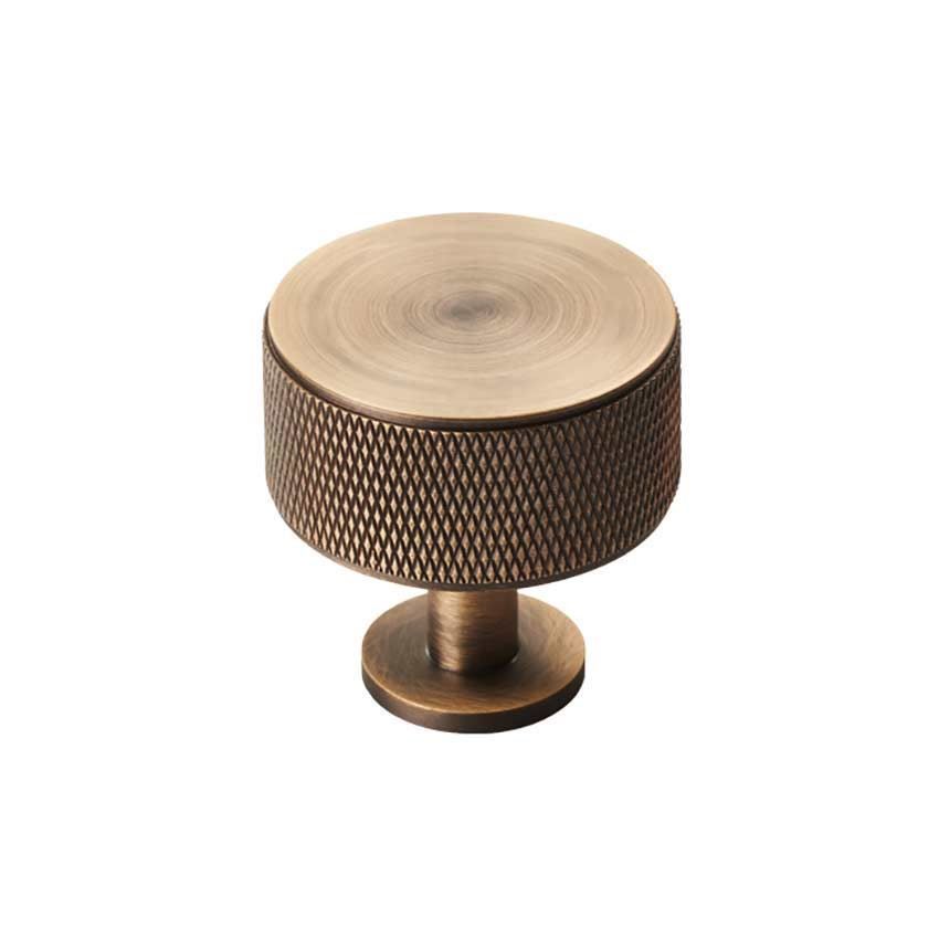 Knurled Radio Cabinet Knob in Antique Brass - FTD703AB 