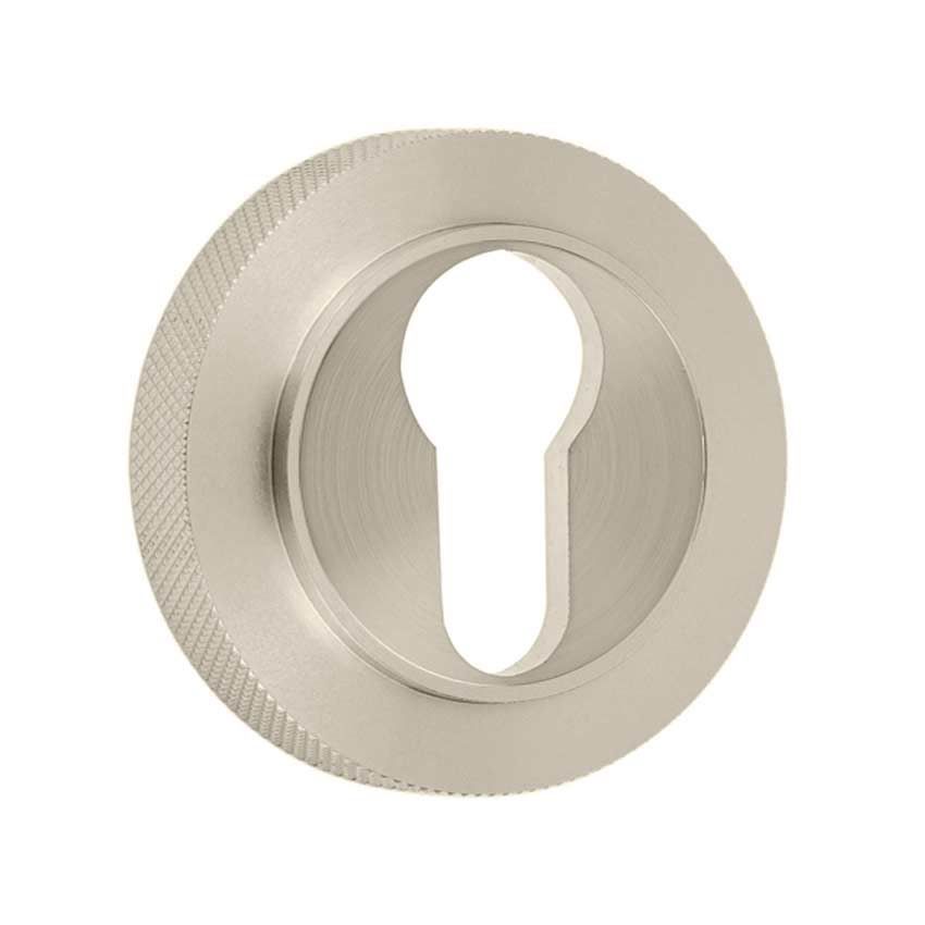 Burlington Euro Profile Escutcheon with a Knurled Rose - Satin Nickel - BUR61SN BUR75SN