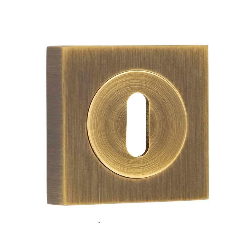 Burlington Standard Profile Escutcheon on a Plain Square Rose - Antique Brass- BUR60AB BUR171AB