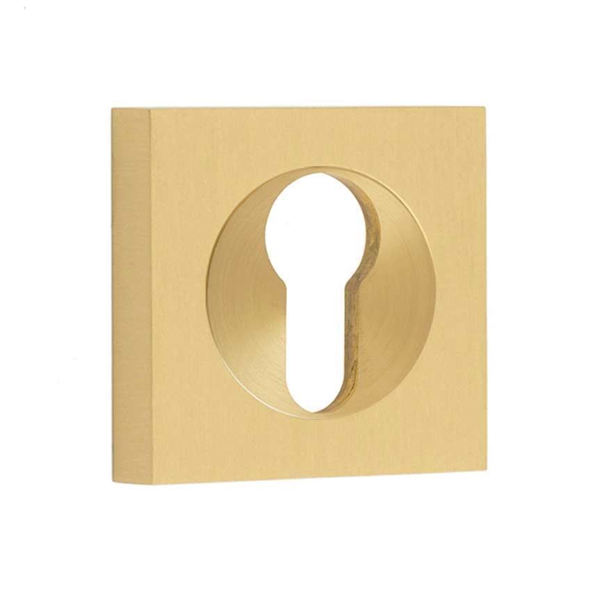 Burlington Euro Profile Escutcheon on a Plain Square Rose - Satin Brass - BUR61SB BUR171SB 