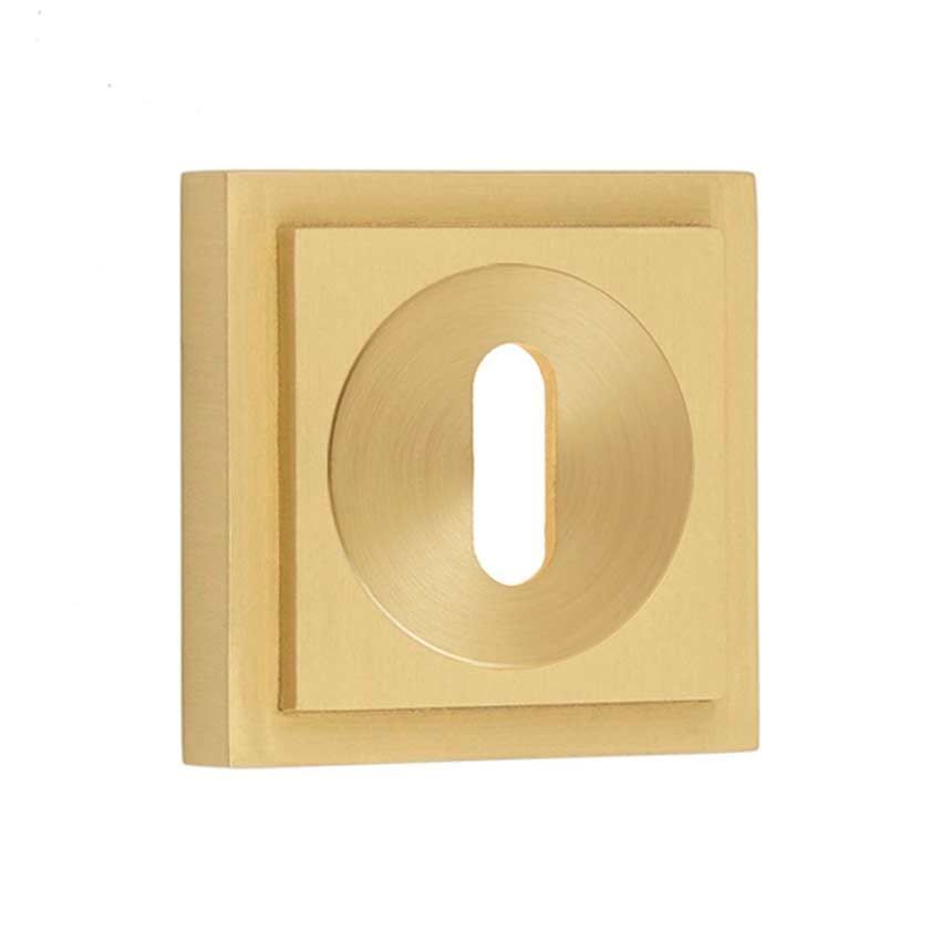 Burlington Standard Profile Escutcheon on a Stepped Square Rose - Satin Brass - BUR60SB BUR173SB