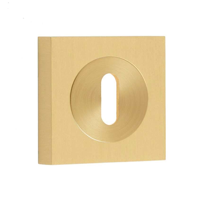 Burlington Standard Profile Escutcheon on a Plain Square Rose - Satin Brass - BUR60SB BUR171SB 