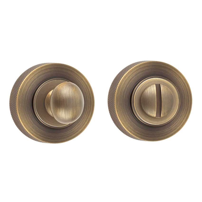 Burlington Turn and Release with Knurled Rose- Antique Brass- BUR80AB BUR55AB 