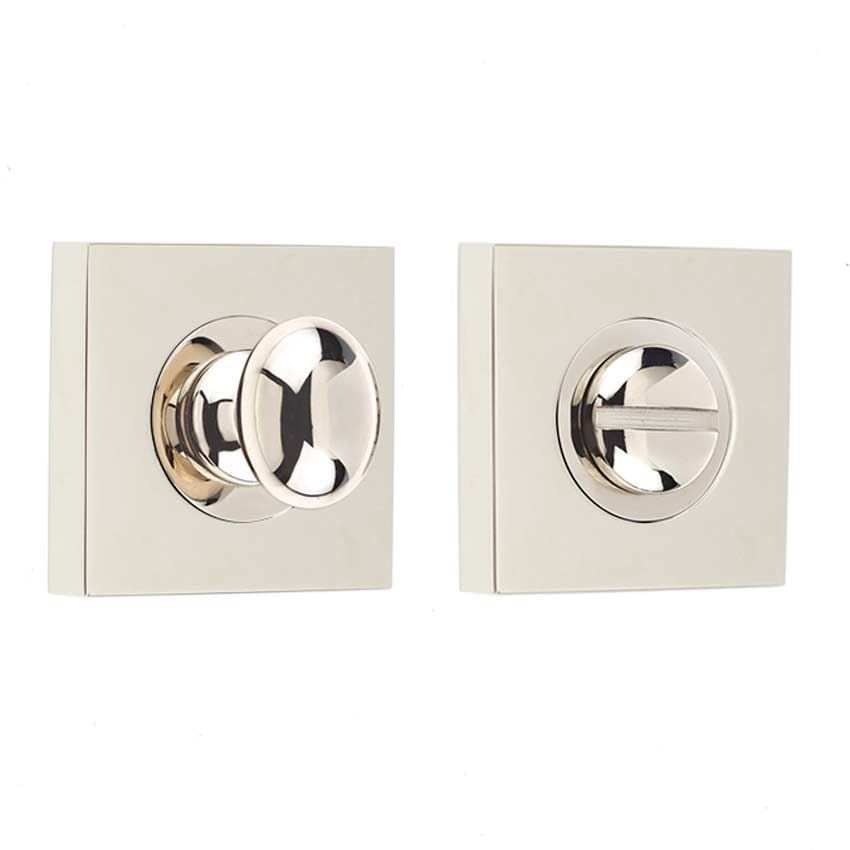 Burlington Turn and Release with a Plain Square Rose - Polished Nickel - BUR80PN BUR150PN