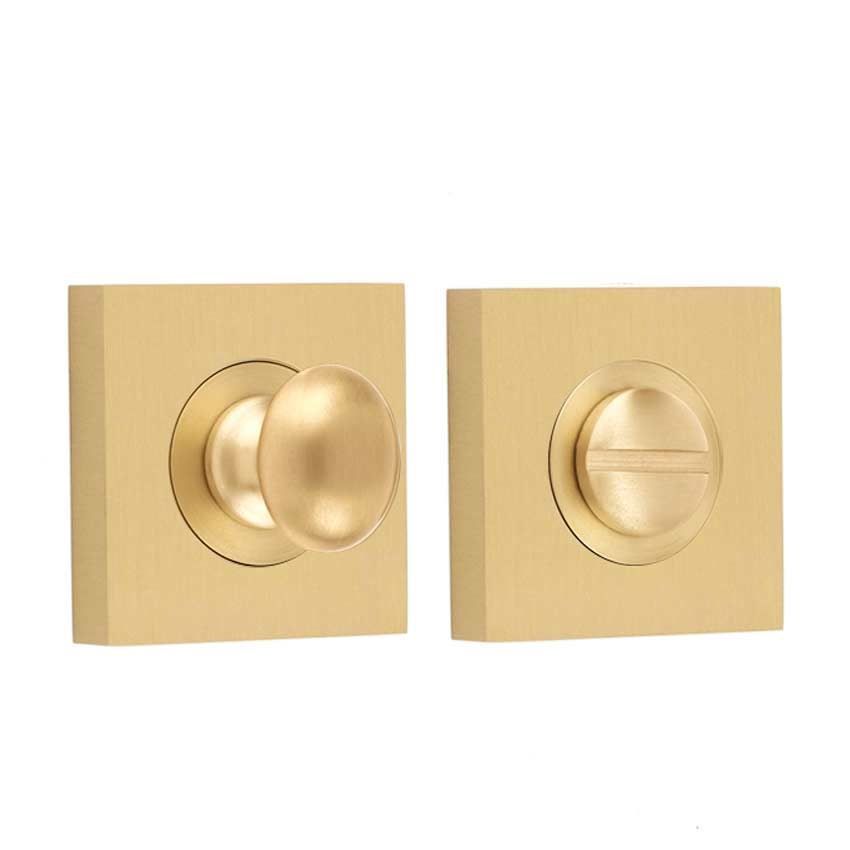 Burlington Turn and Release with a Plain Square Rose - Satin Brass - BUR80SB BUR150SB 