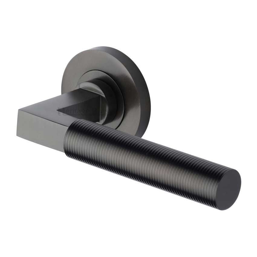 Spectral Door Handle on Round Rose in Matt Bronze - RS2261-MB