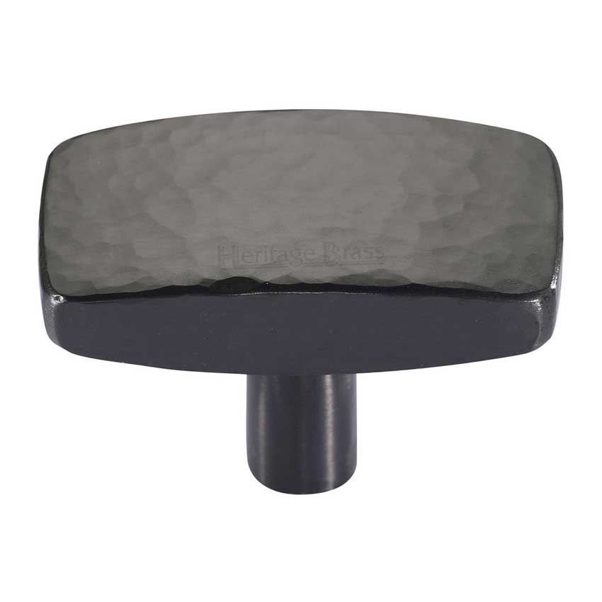 Rectangular Hammered Cabinet Knob in Matt Bronze - C3386-MB