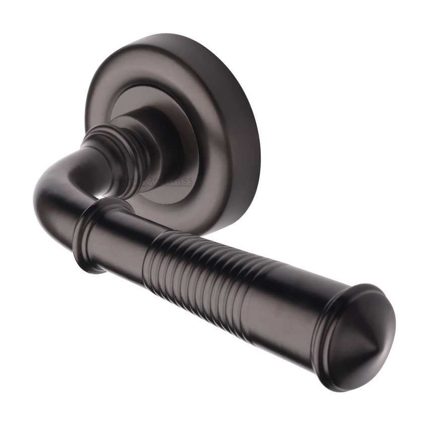 Colonial Reeded Door Handle in Matt Bronze - V1936-MB