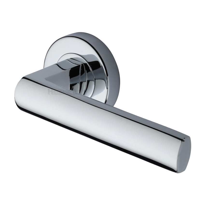 Poseidon Door Handle on Round Rose in Polished Chrome - V6230-PC