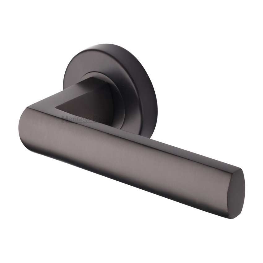 Poseidon Door Handle on Round Rose in Matt Bronze - V6230-MB