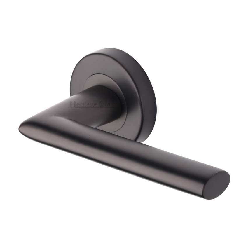 Admirality Door Handle on Round Rose in Matt Bronze - V2355-MB