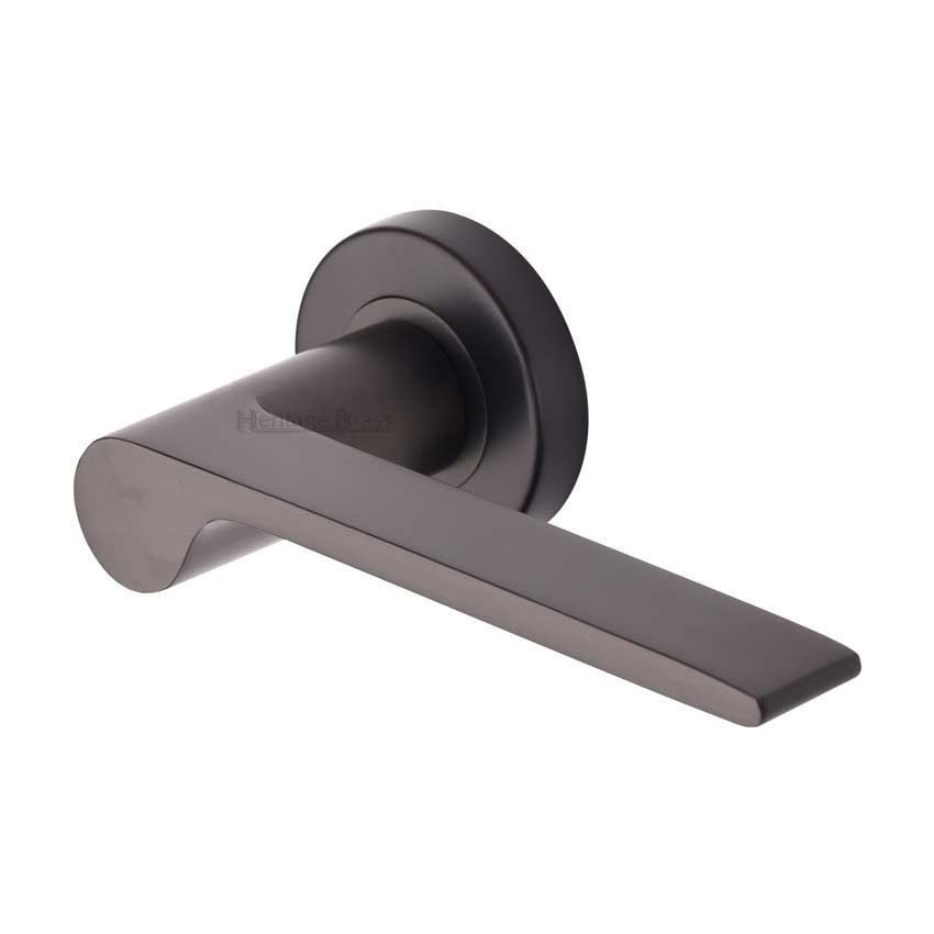 Julia Door Handle on Round Rose in Matt Bronze - V4190-MB