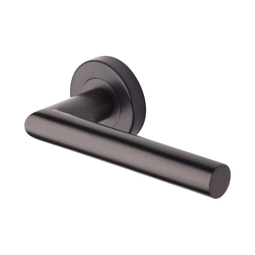 Athena Door Handle on Round Rose in Matt Bronze - V3840-MB