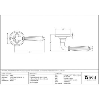 Aged Bronze Hinton Lever on Rose - Unsprung - 50084 