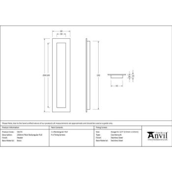 Pewter Patina Plain Rectangular Pull - 50173