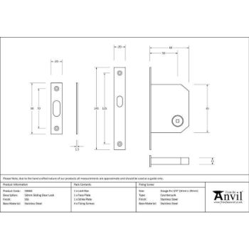 Satin Stainless Steel Sliding Door Lock - 50666