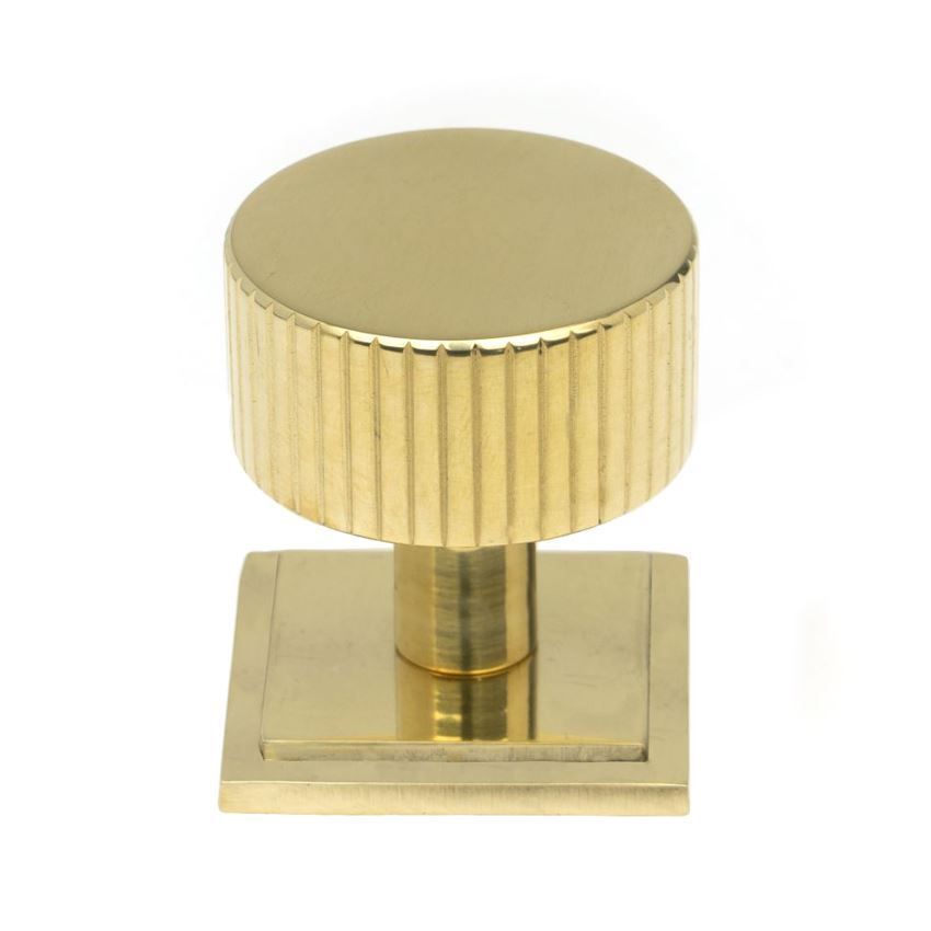 Polished Brass Judd Cabinet Knob on a Square Rose - 50363