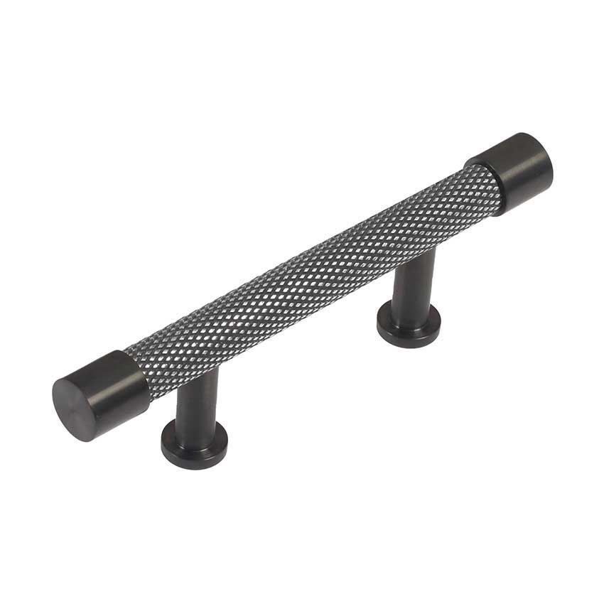 Immix Knurled True Black Cabinet Pull Handle 64mm centres - IMX1001-B