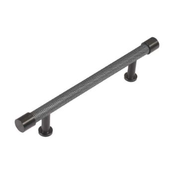 Immix Knurled True Black Cabinet Pull Handle 128mm centres - IMX1002-B 