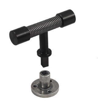 Immix Knurled True Black Cabinet T Pull Door Knob - IMX1008-B