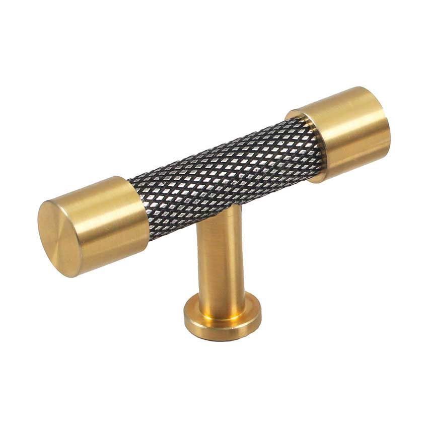 Immix Knurled Antique Gold Cabinet T Pull Door Knob - IMX1005-G