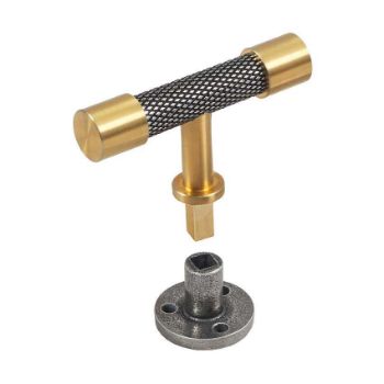 Immix Knurled Antique Gold Cabinet T Pull Door Knob - IMX1008-G