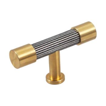 Immix Reeded Antique Gold Cabinet T Pull Door Knob - IMX2005-G 