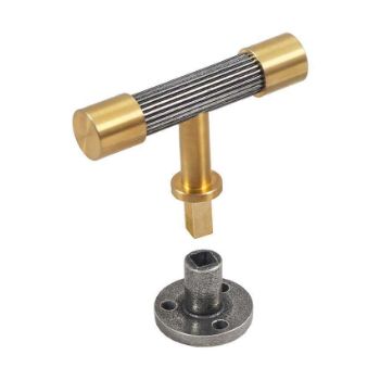 Immix Reeded Antique Gold Cabinet T Pull Door Knob - IMX2008-G 