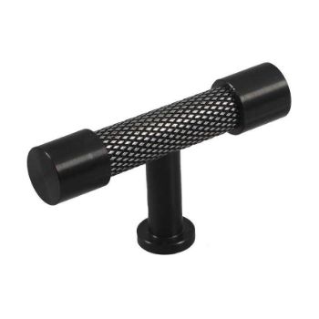 Immix Knurled True Black Cabinet T Pull Door Knob - IMX1005-B