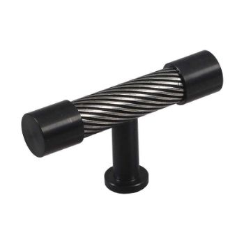 Immix Spiral True Black Cabinet T Pull Door Knob - IMX3005-B