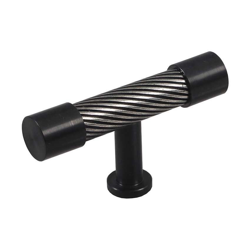 Immix Spiral True Black Cabinet T Pull Door Knob - IMX3005-B