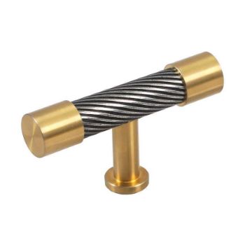 Immix Spiral Antique Gold Cabinet T Pull Door Knob - IMX3005-G