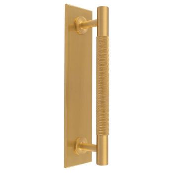 Knurled Pull Handle on Backplate in Satin Brass - BP700CSB168SB