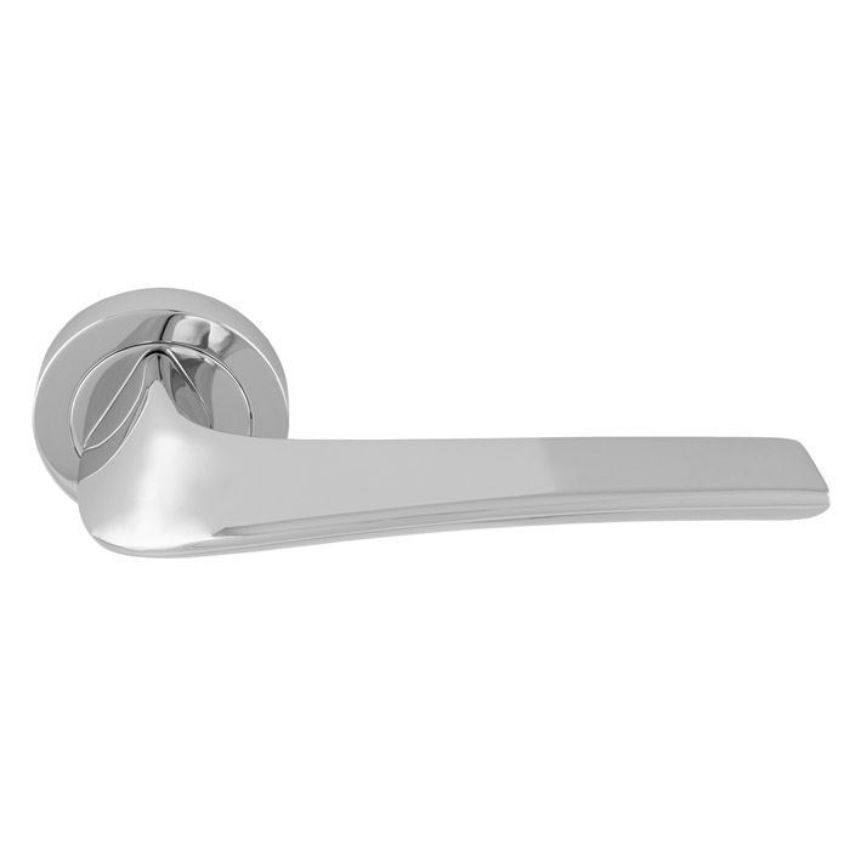 Master lever on round rose in polished chrome - MS5CP