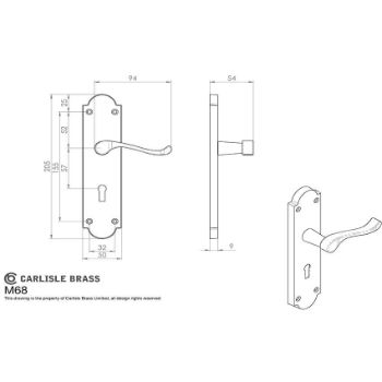 Picture of Victorian Shaped Scroll Lock Handle - M68SC