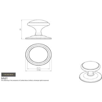 Picture of Round Centre Door Knob - M61SC