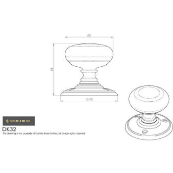 Picture of Delamain Wooden Mortice Door Knobs - DK32WOSC