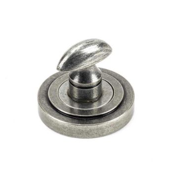 Picture of Pewter Round Thumbturn on an Art Deco Round Rose - From the Anvil - 45752