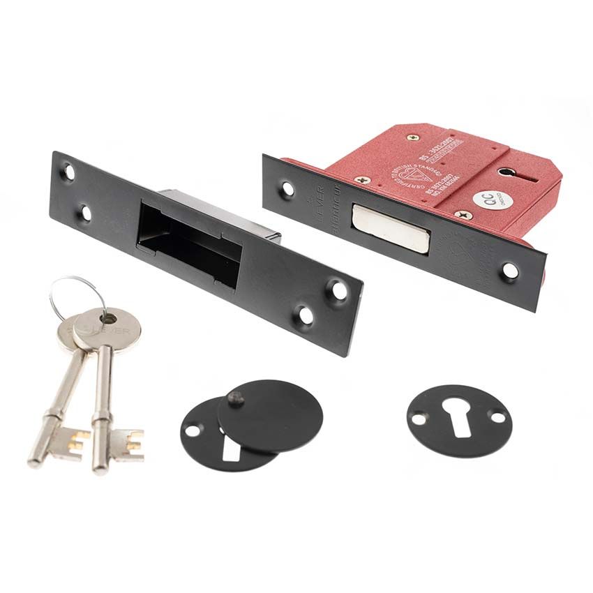 Picture of 5-Lever Key Deadlock (BS certified) - Matt Black - ALKDEAD5LK25MB