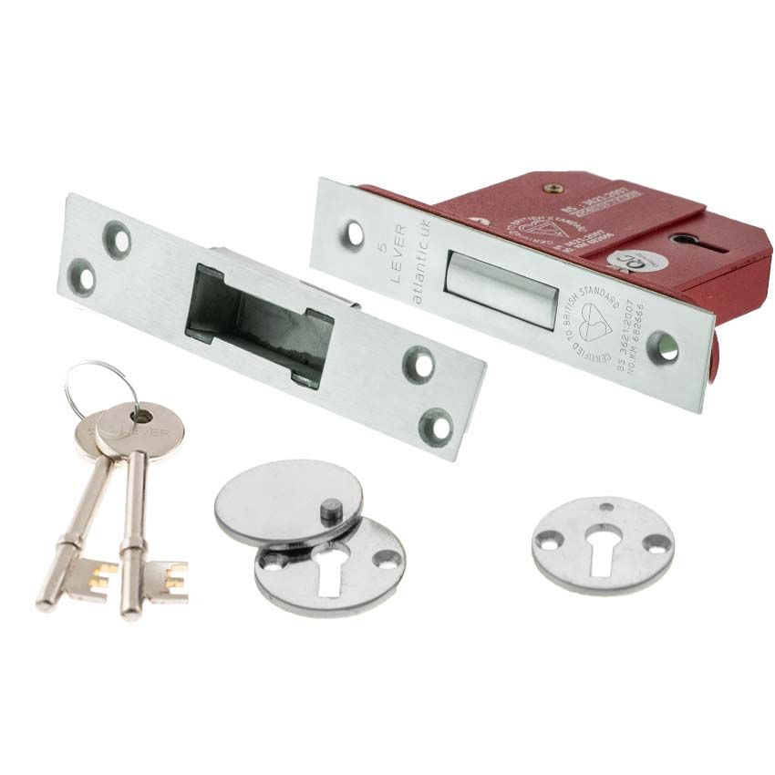 Picture of 5-Lever Key Deadlock (BS certified) - Satin Chrome - ALKDEAD5LK25SC