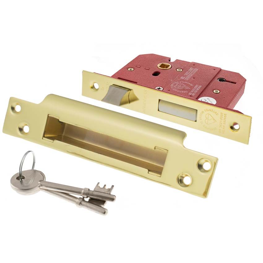 Picture of 5 Lever Key Sashlock (BS certified) - Polished Brass - ALKSASH5LK25PB