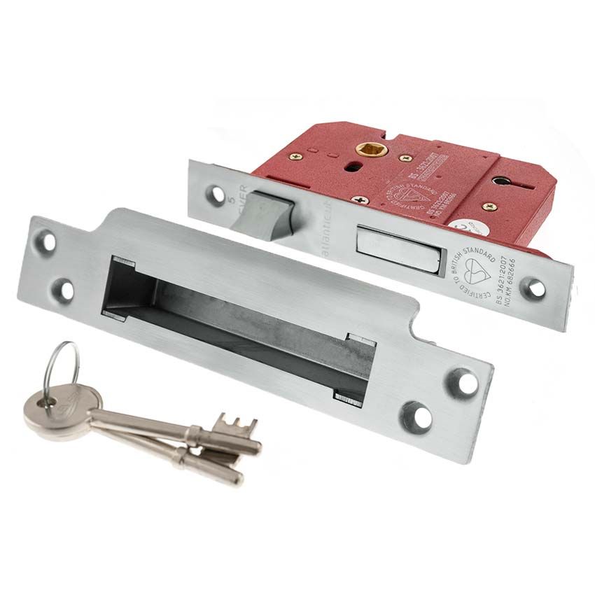 Picture of 5 Lever Key Sashlock (BS certified) - Satin Chrome - ALKSASH5LK25SC