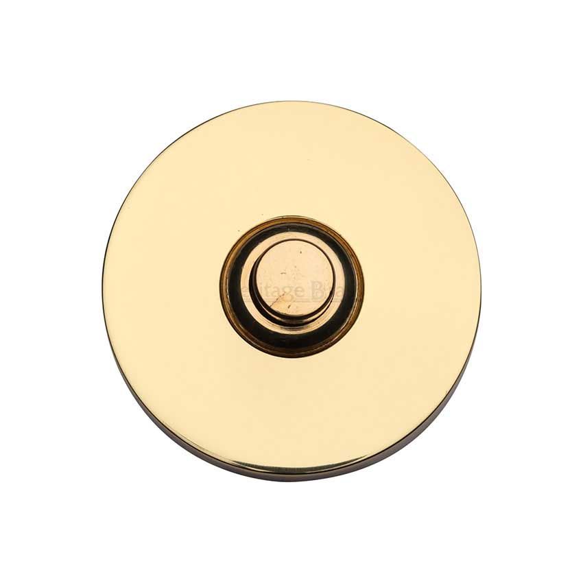 Picture of Heritage Brass Round Bell Push In Polished Brass Finish - V1184-PB