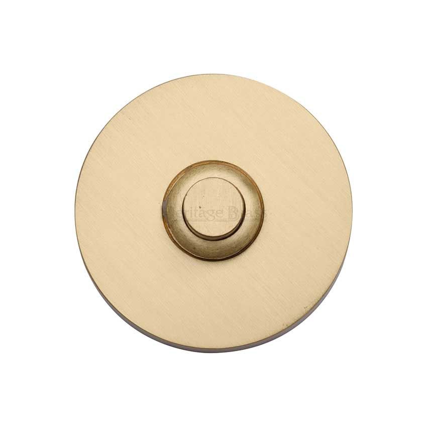 Picture of Heritage Brass Round Bell Push In Satin Brass Finish - V1184-SB